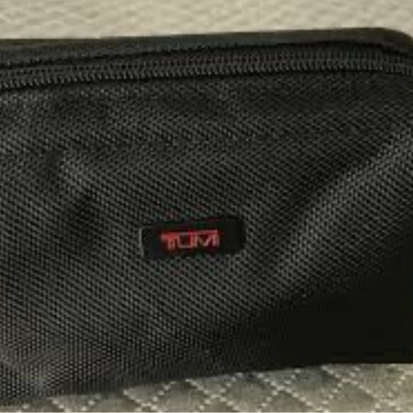 TUMI Black Small Zip Up Travel Toiletry Case Pouch Bag - Picture 1 of 9